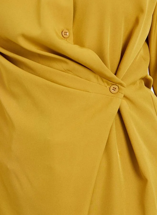 Styli Women Yellow Buttoned Wrap Shirt